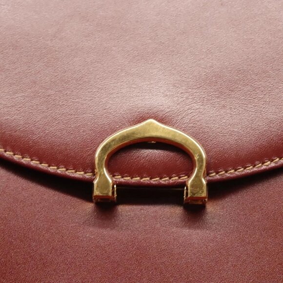 CARTIER Must Line Hand Bag Leather Bordeaux Gold Auth 122249 - Picture 13 of 16